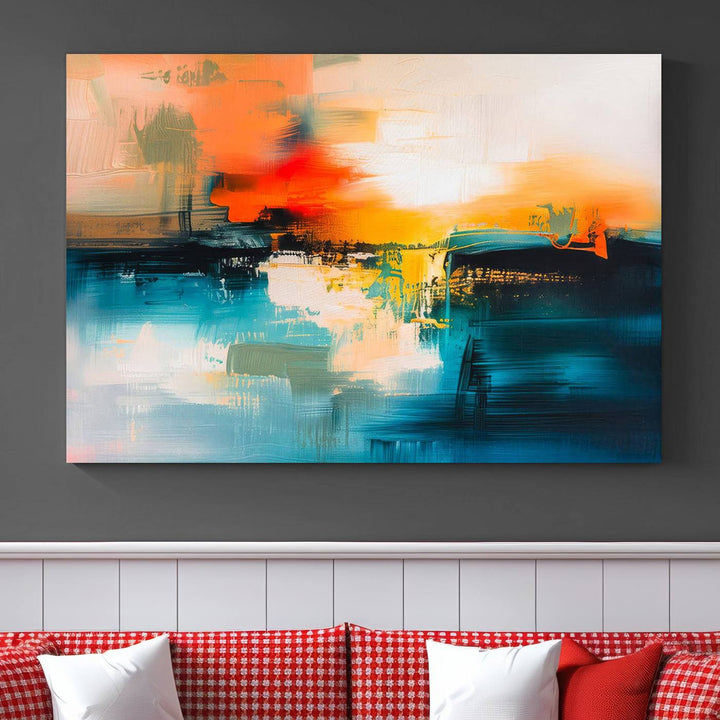 Colorful Abstract Wall Art | Bold Modern Canvas Print | Ready to Hang and Framed for Living Room or Office Decor