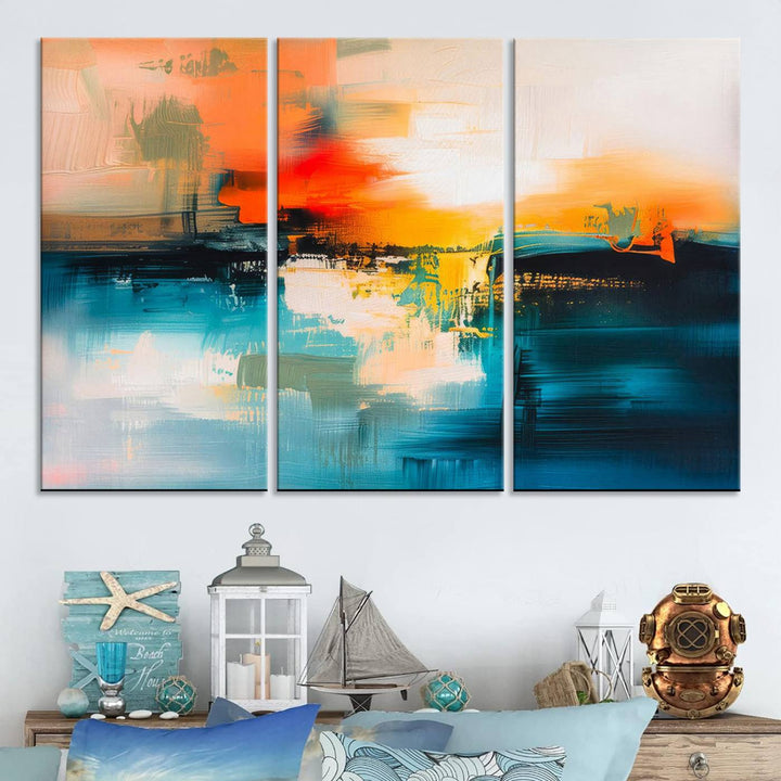 Colorful Abstract Wall Art | Bold Modern Canvas Print | Ready to Hang and Framed for Living Room or Office Decor