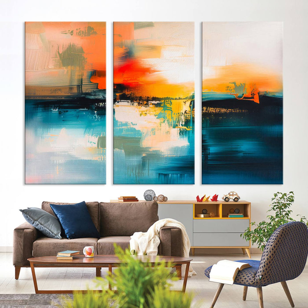 Colorful Abstract Wall Art | Bold Modern Canvas Print | Ready to Hang and Framed for Living Room or Office Decor
