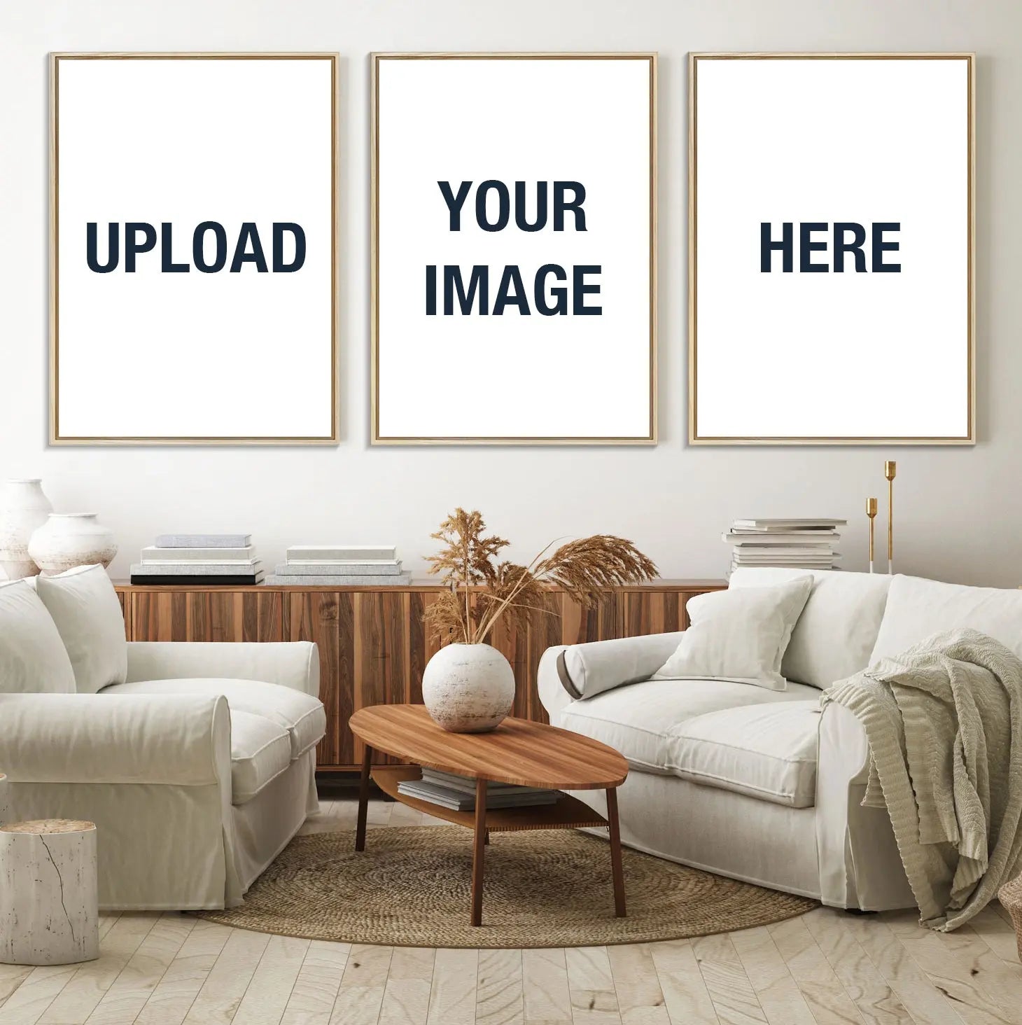 Custom photo framed canvas print featuring a close-up of dandelion seeds with water droplets, providing an artistic flair in the cozy bedroom.