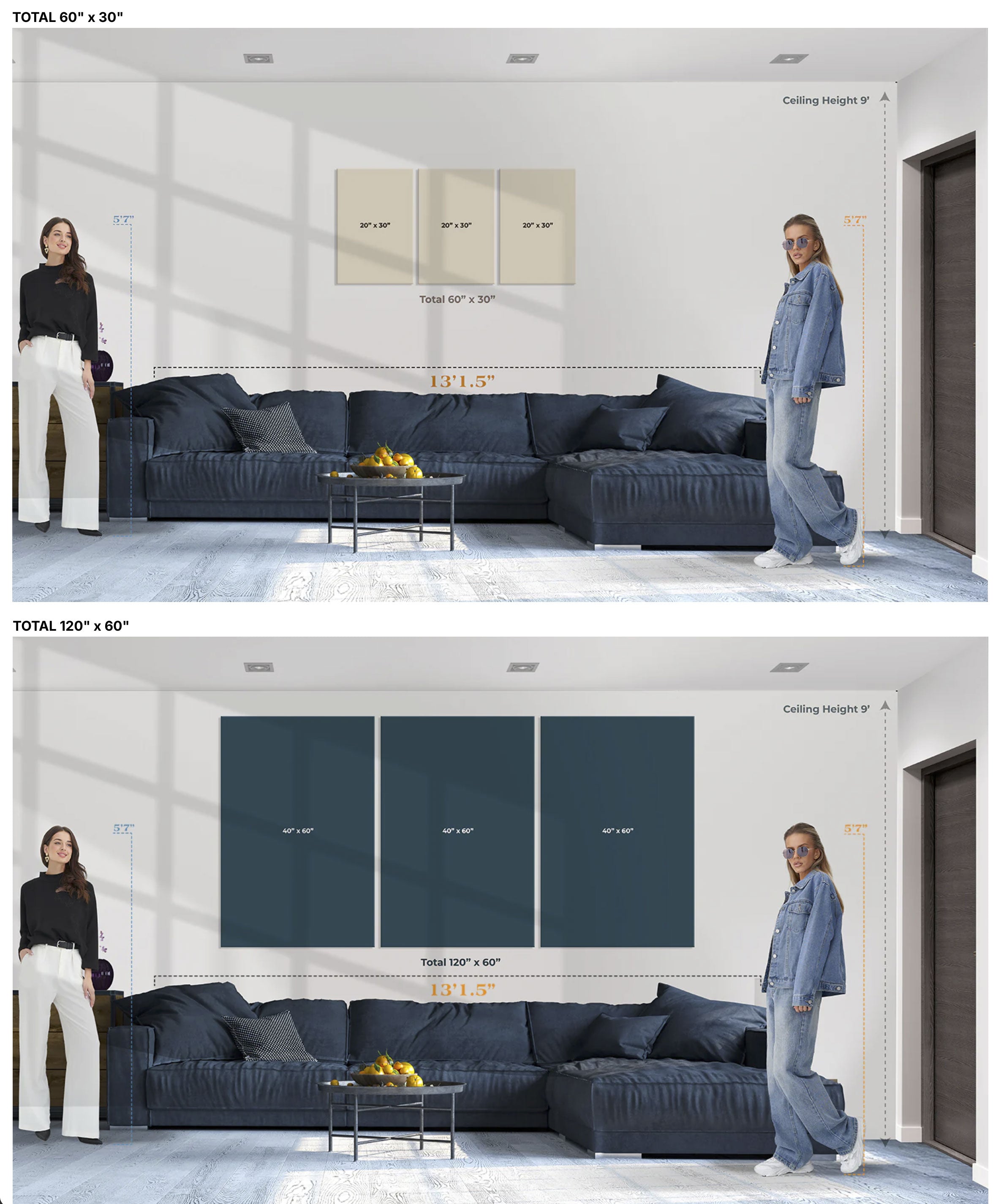 16173-MGV-CV-36X24-Abstract Blue Gold Wall Art Canvas Print – Modern Fluid Design Elegant Minimalist Artwork for Home, Office Decor