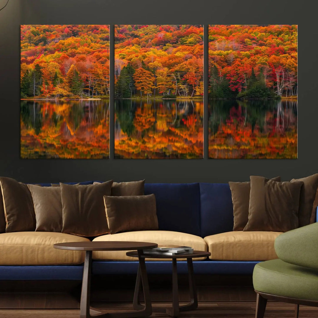 Autumn Decor: Fall Foliage Wall Art - Autumn Reflection Canvas Print.