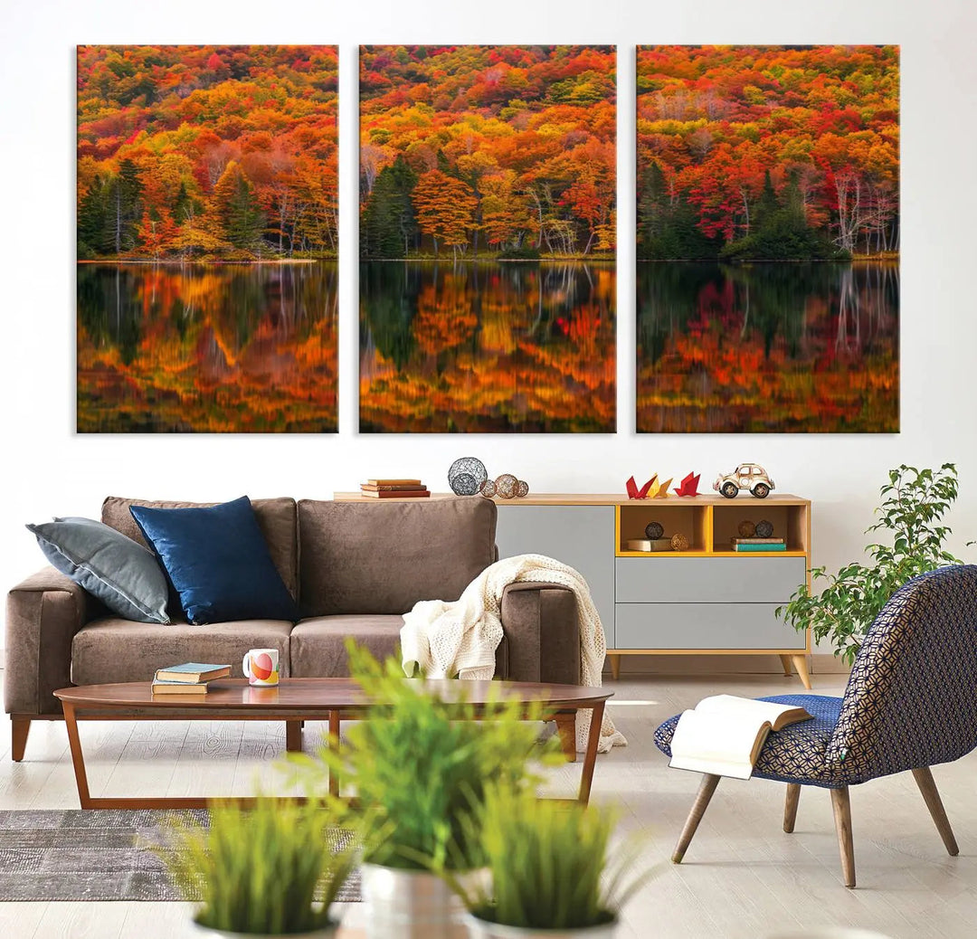 Autumn Decor: Fall Foliage Wall Art - Autumn Reflection Canvas Print.