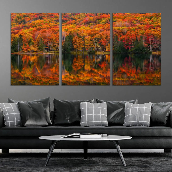 Autumn Decor: Fall Foliage Wall Art - Autumn Reflection Canvas Print.