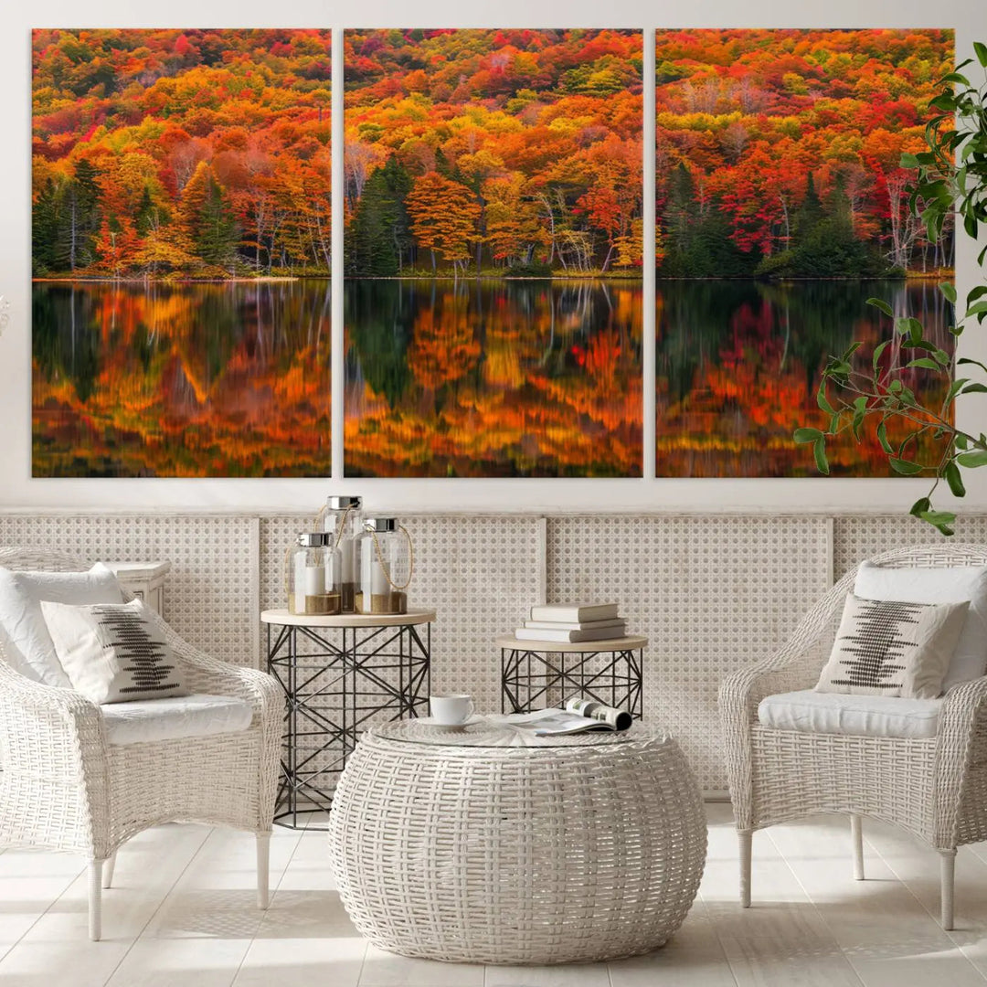 Autumn Decor: Fall Foliage Wall Art - Autumn Reflection Canvas Print.