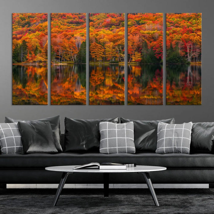 Autumn Decor: Fall Foliage Wall Art - Autumn Reflection Canvas Print.