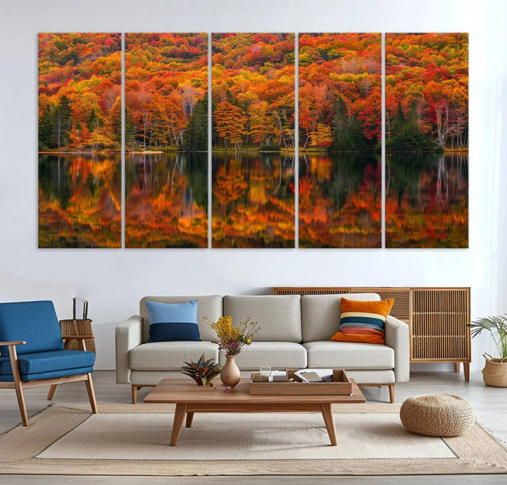 Autumn Decor: Fall Foliage Wall Art - Autumn Reflection Canvas Print.