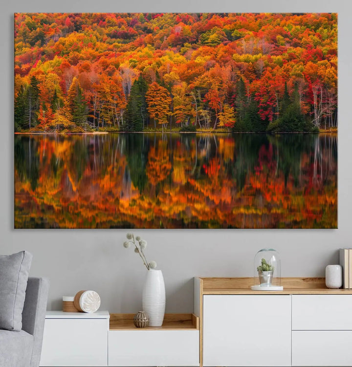 Autumn Decor: Fall Foliage Wall Art - Autumn Reflection Canvas Print.