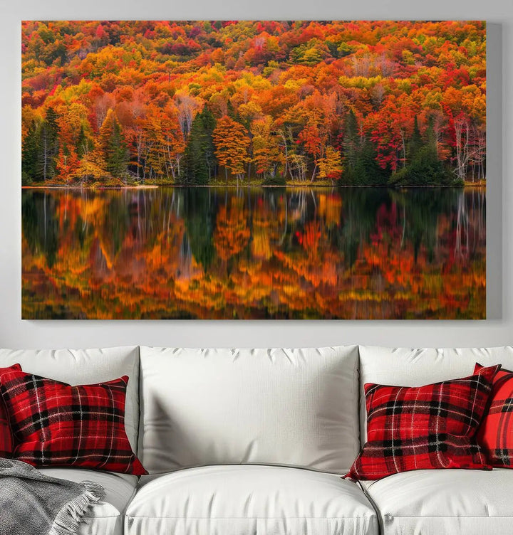 Autumn Decor: Fall Foliage Wall Art - Autumn Reflection Canvas Print.