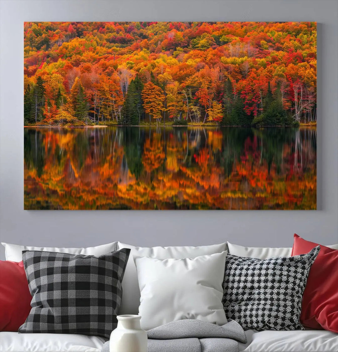 Autumn Decor: Fall Foliage Wall Art - Autumn Reflection Canvas Print.