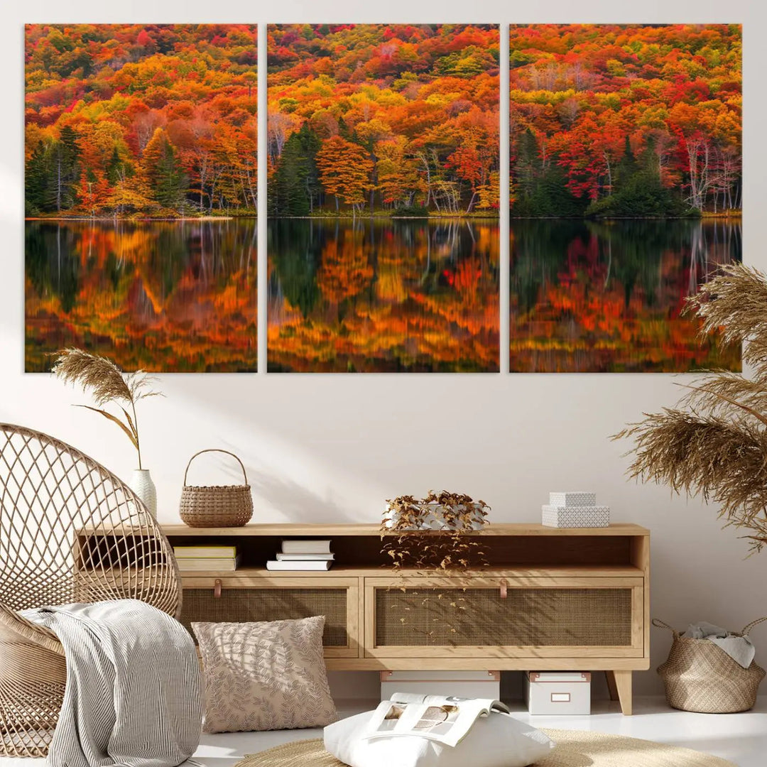 Autumn Decor: Fall Foliage Wall Art - Autumn Reflection Canvas Print.