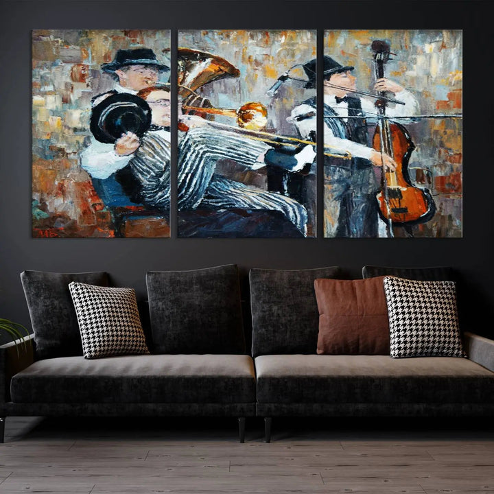 The Good Old Days Musicians Wall Art Canvas Print graces the wall, merging art with elegance. This museum-quality canvas comes with a UV-protective coating and is ready to hang.