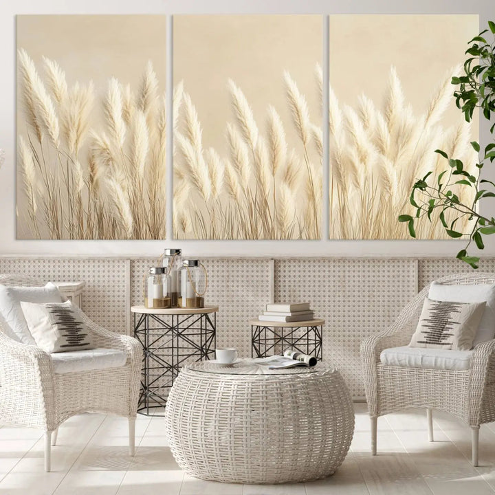 Grass Wall Art Print - Elegant Neutral Decor for Living Room, Boho Minimalist Artwork, Ready to Hang
