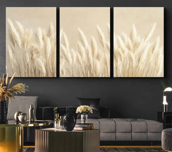 Grass Wall Art Print - Elegant Neutral Decor for Living Room, Boho Minimalist Artwork, Ready to Hang