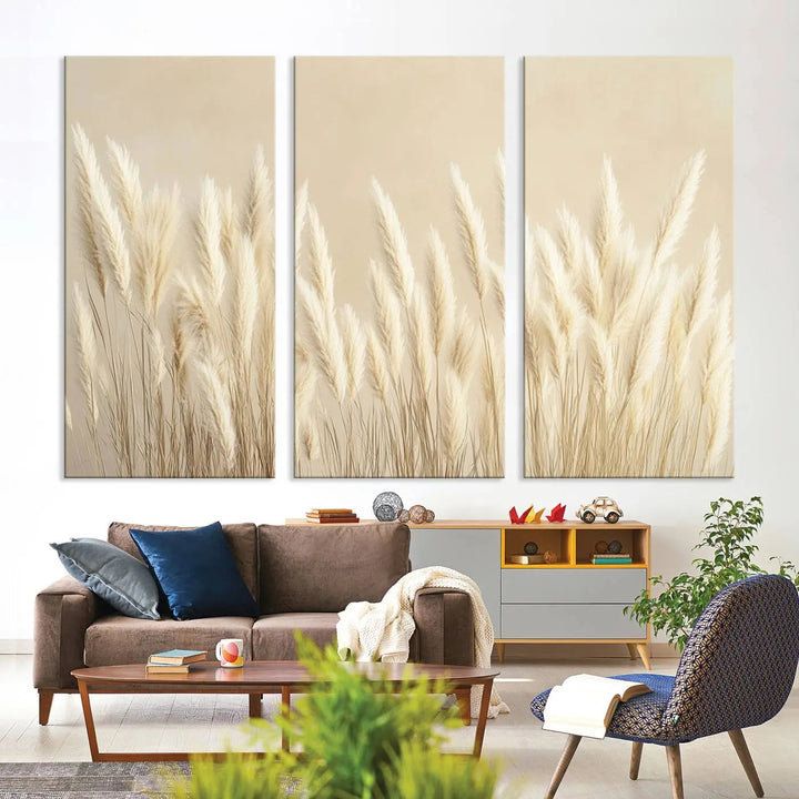 Grass Wall Art Print - Elegant Neutral Decor for Living Room, Boho Minimalist Artwork, Ready to Hang