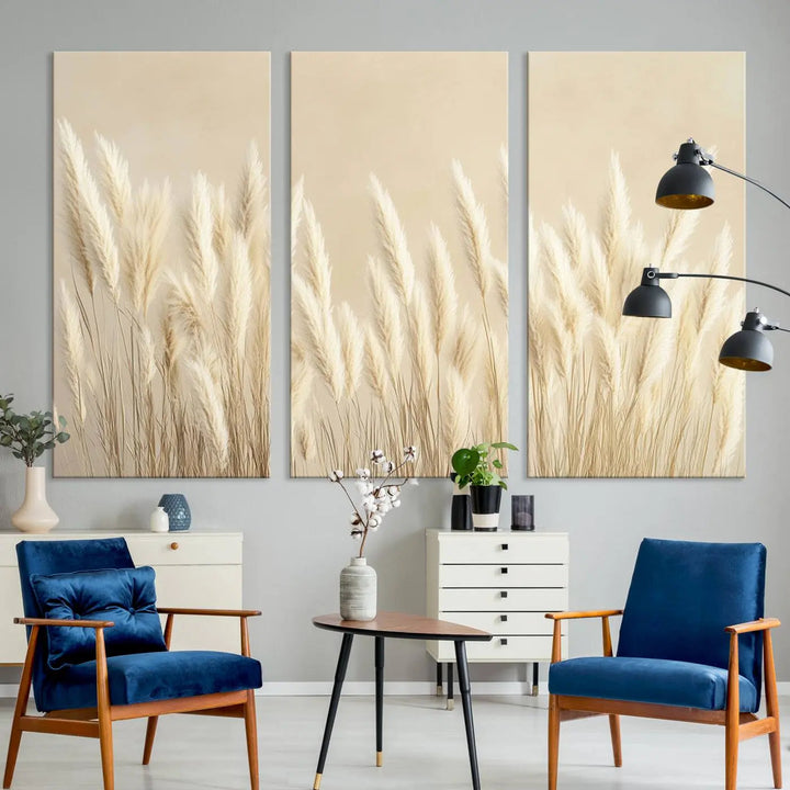 Grass Wall Art Print - Elegant Neutral Decor for Living Room, Boho Minimalist Artwork, Ready to Hang