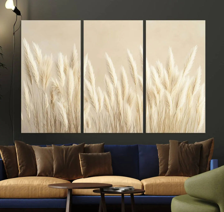 Grass Wall Art Print - Elegant Neutral Decor for Living Room, Boho Minimalist Artwork, Ready to Hang