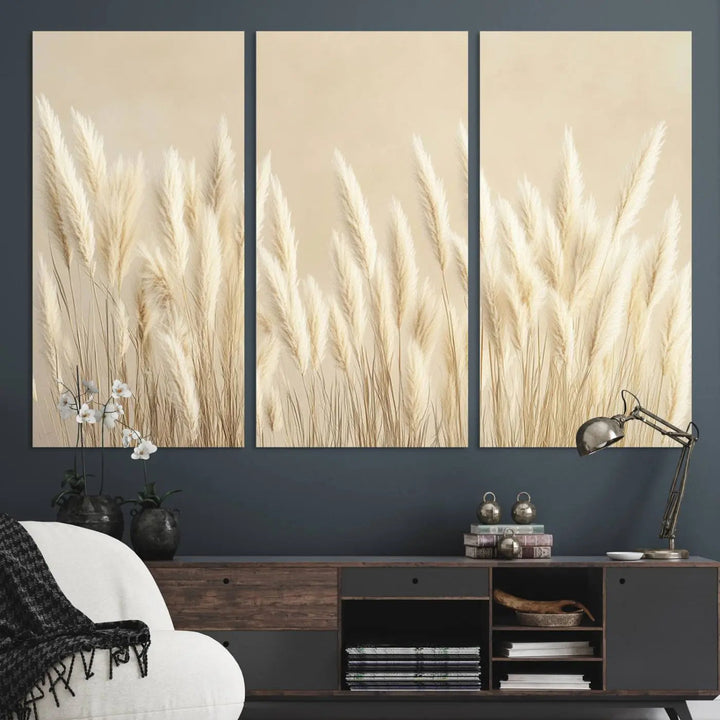 Grass Wall Art Print - Elegant Neutral Decor for Living Room, Boho Minimalist Artwork, Ready to Hang