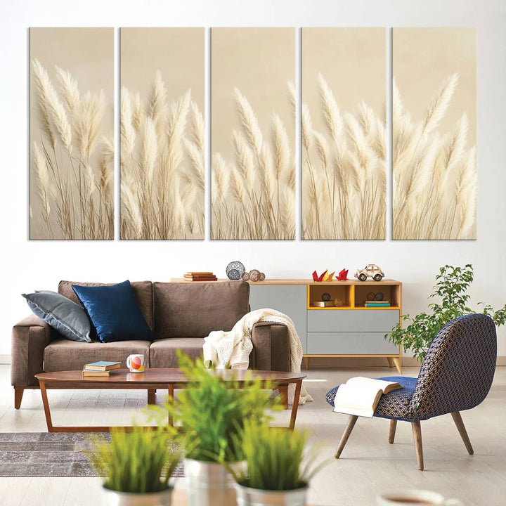 Grass Wall Art Print - Elegant Neutral Decor for Living Room, Boho Minimalist Artwork, Ready to Hang