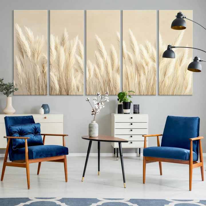 Grass Wall Art Print - Elegant Neutral Decor for Living Room, Boho Minimalist Artwork, Ready to Hang