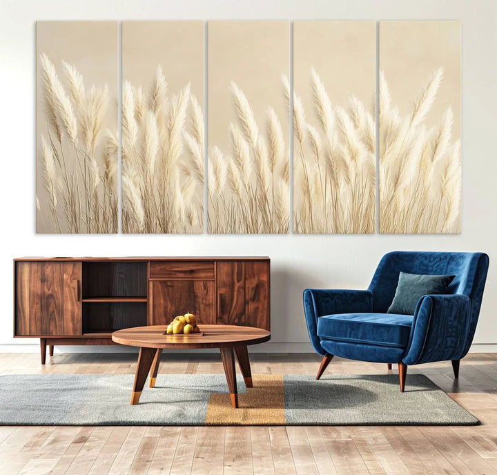 Grass Wall Art Print - Elegant Neutral Decor for Living Room, Boho Minimalist Artwork, Ready to Hang
