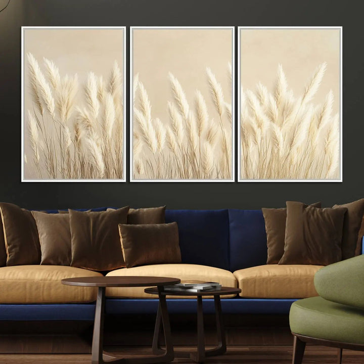 Grass Wall Art Print - Elegant Neutral Decor for Living Room, Boho Minimalist Artwork, Ready to Hang