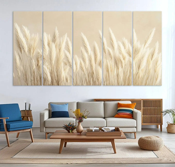 Grass Wall Art Print - Elegant Neutral Decor for Living Room, Boho Minimalist Artwork, Ready to Hang