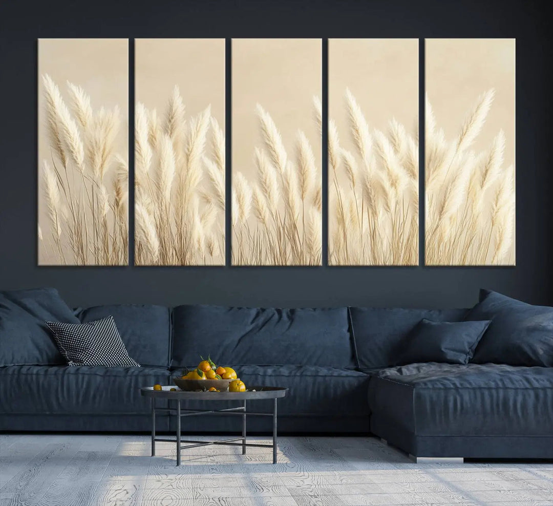 Grass Wall Art Print - Elegant Neutral Decor for Living Room, Boho Minimalist Artwork, Ready to Hang