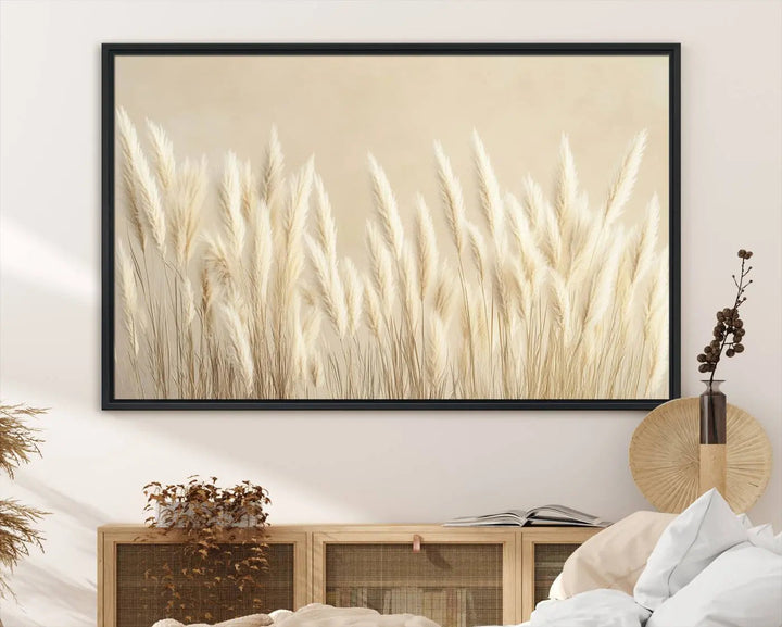 Grass Wall Art Print - Elegant Neutral Decor for Living Room, Boho Minimalist Artwork, Ready to Hang