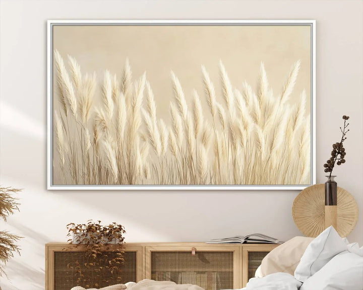 Grass Wall Art Print - Elegant Neutral Decor for Living Room, Boho Minimalist Artwork, Ready to Hang