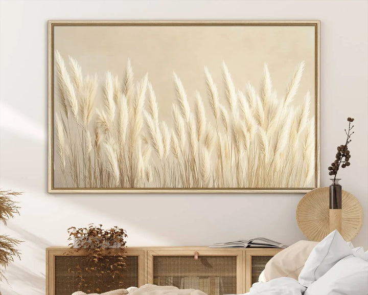 Grass Wall Art Print - Elegant Neutral Decor for Living Room, Boho Minimalist Artwork, Ready to Hang