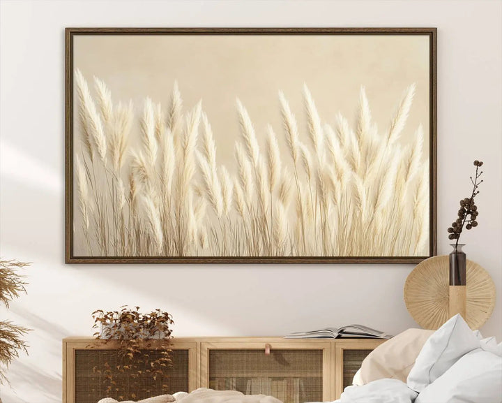 Grass Wall Art Print - Elegant Neutral Decor for Living Room, Boho Minimalist Artwork, Ready to Hang