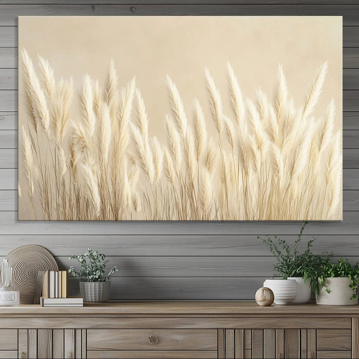 Grass Wall Art Print - Elegant Neutral Decor for Living Room, Boho Minimalist Artwork, Ready to Hang
