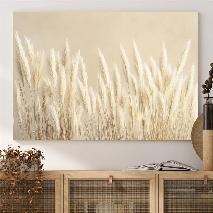 Grass Wall Art Print - Elegant Neutral Decor for Living Room, Boho Minimalist Artwork, Ready to Hang