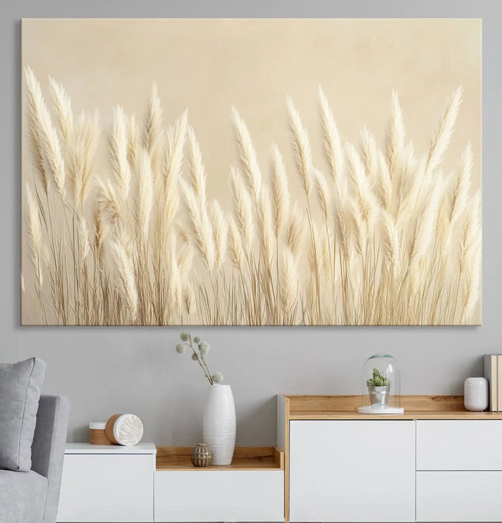 Grass Wall Art Print - Elegant Neutral Decor for Living Room, Boho Minimalist Artwork, Ready to Hang