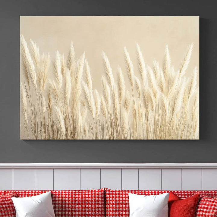 Grass Wall Art Print - Elegant Neutral Decor for Living Room, Boho Minimalist Artwork, Ready to Hang