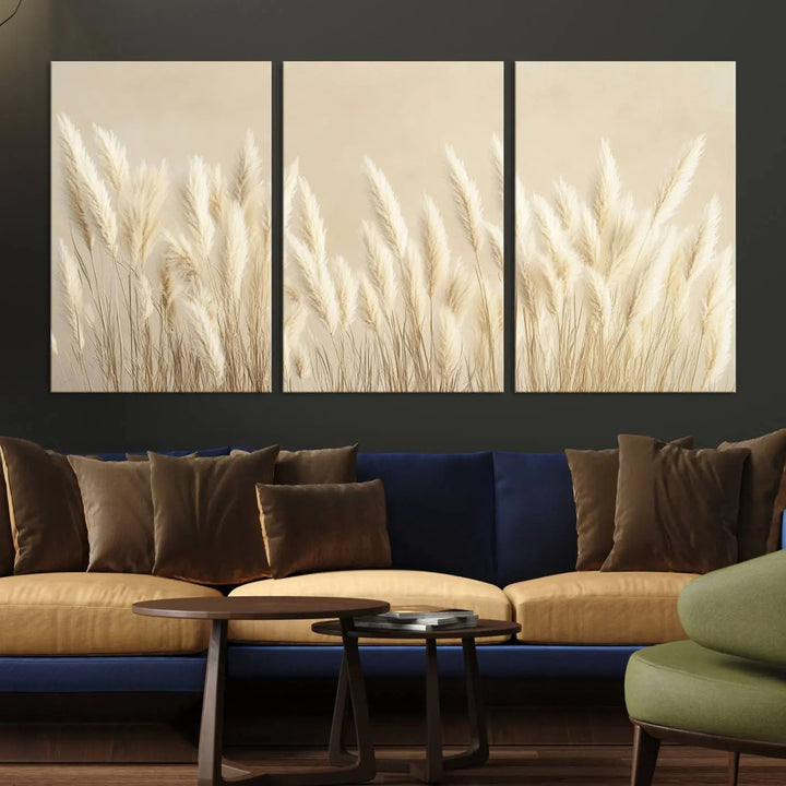 Grass Wall Art Print - Elegant Neutral Decor for Living Room, Boho Minimalist Artwork, Ready to Hang