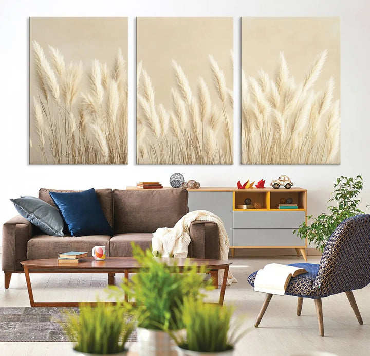 Grass Wall Art Print - Elegant Neutral Decor for Living Room, Boho Minimalist Artwork, Ready to Hang