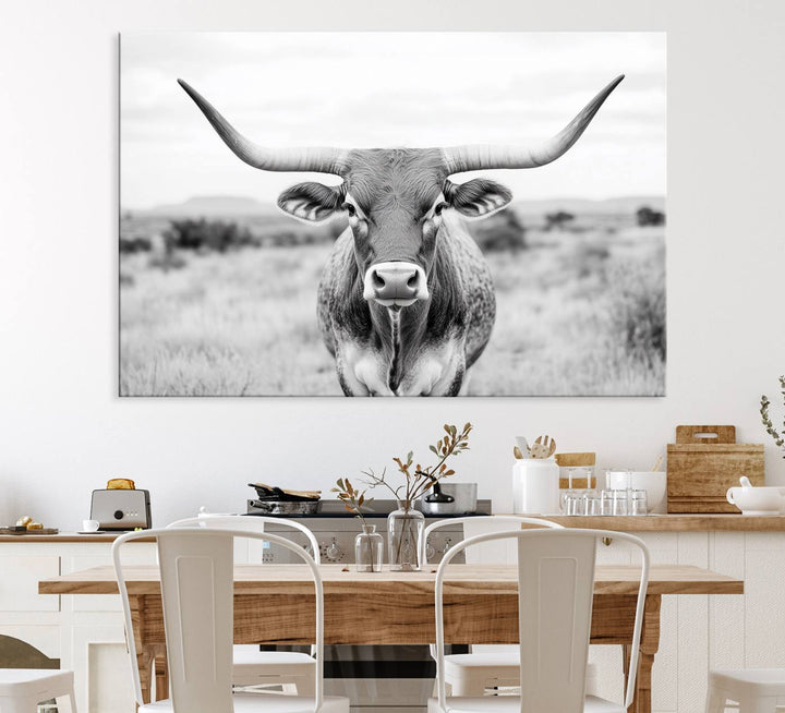 The Highland Cow Wall Art Print hangs prominently on the wall.