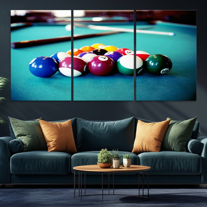 The Billiard Balls Canvas Print is displayed prominently.