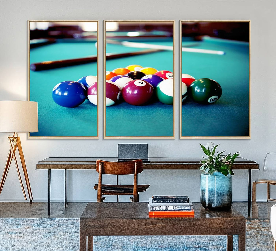 The Billiard Balls Canvas Print is displayed prominently.