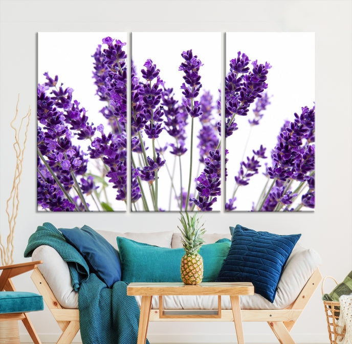 Flores de lavanda Arte de pared grande Floral Lienzo impreso