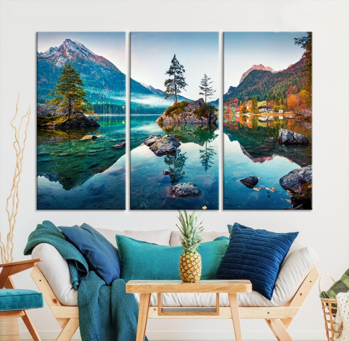 Arte de pared relajante Lago y montaña Arte de pared grande Impresión en lienzo