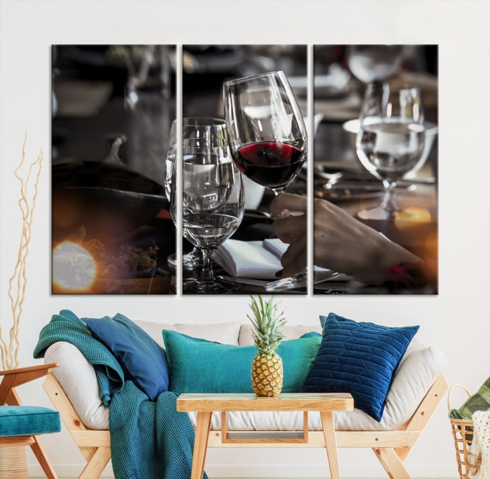 Vin rouge et verre Impression sur toile