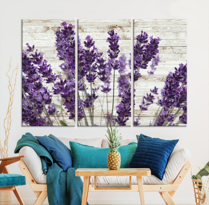 Lienzo decorativo para pared grande con hierba de lavanda