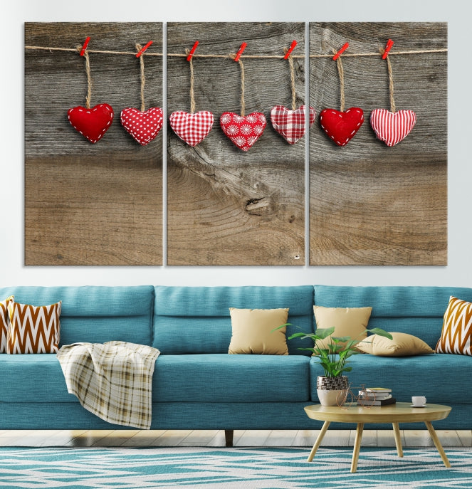 L'amour sur l'art mural en bois Impression sur toile