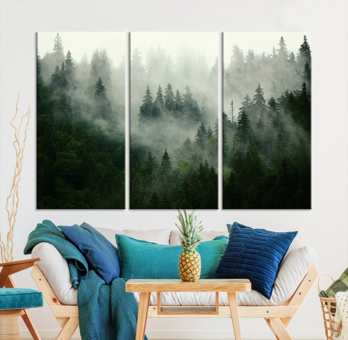 Lienzo decorativo para pared grande con bosque verde