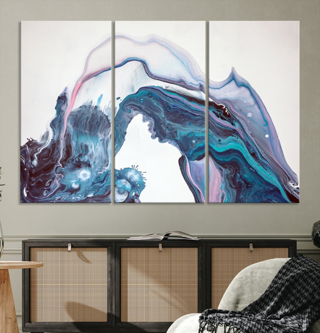 Impresión artística de pared grande con efecto fluido de mármol colorido, lienzo abstracto moderno