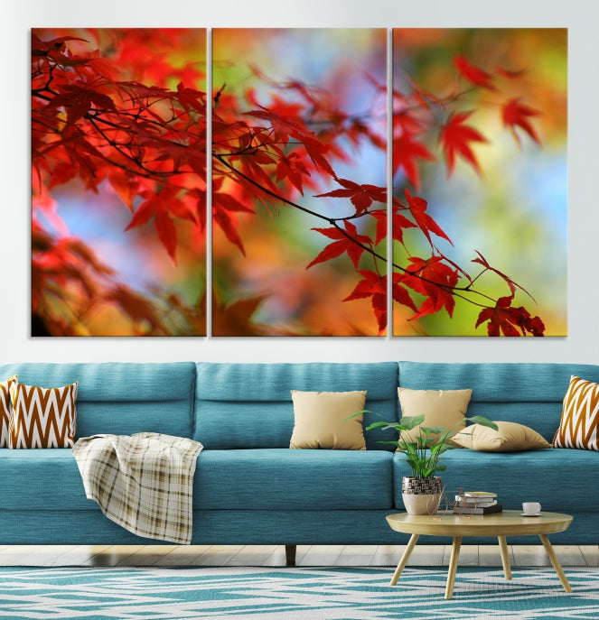 Red Leave Wall Art Canvas Print