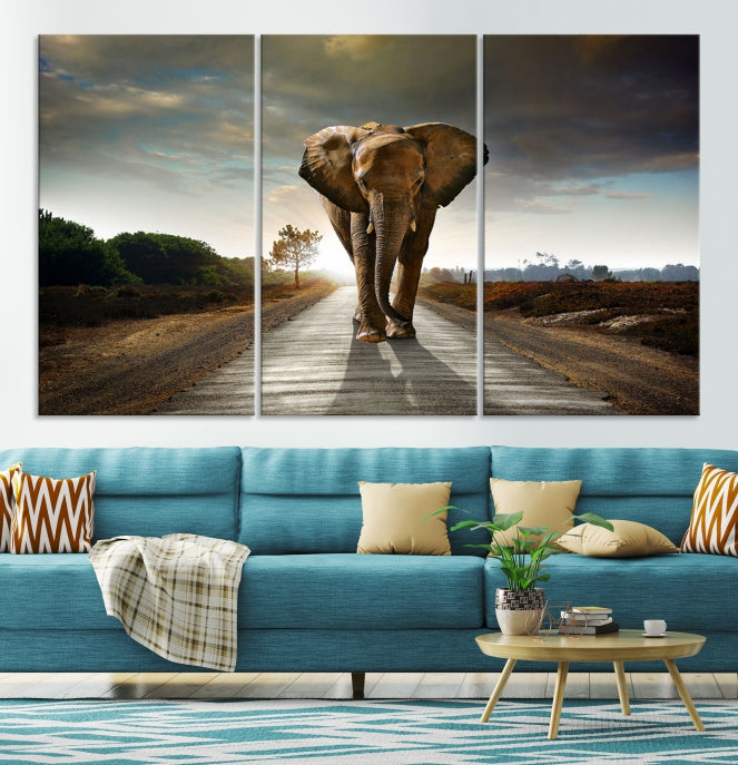 Big Wild Elephant Wall Art Canvas Print